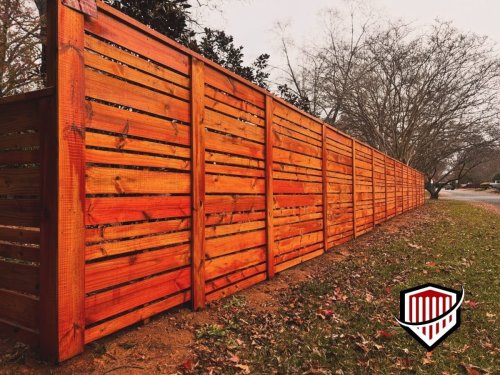 Horizontal stained fence