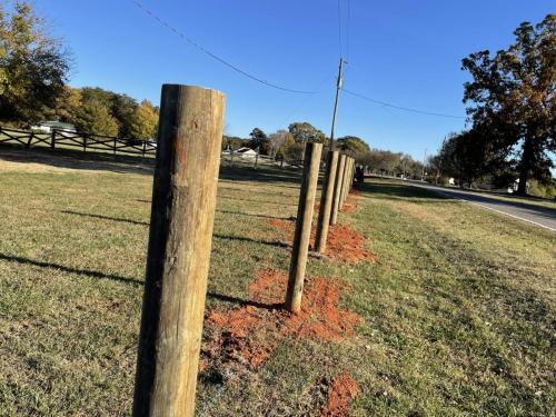 Round posts Insertion for a Horse Fence in Cherryville, NC.