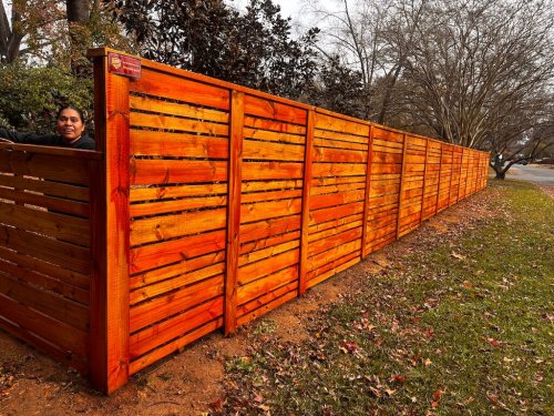 Horizontal stained fence
