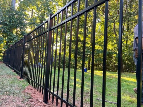 black aluminum fence