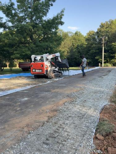 Driveway addition and Gravel installation in Rock Hill SC. for a Roof Contractor