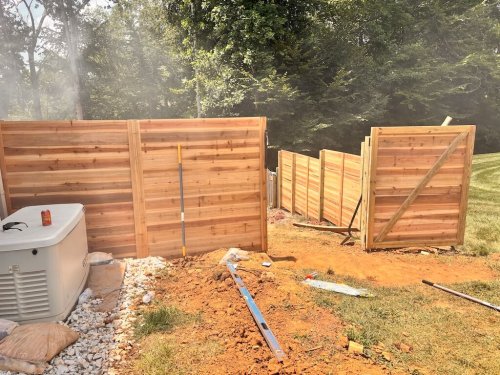 Custom horizontal cedar fence installation