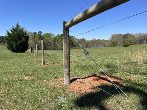 Field Fence Installation - Round Treated Posts